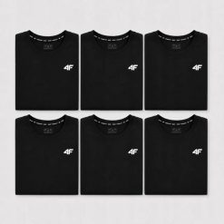 KOMPLET KOSZULEK MĘSKICH 4F ZESTAW 6PAK T-SHIRT L TTSHM3341 CZARNY. Czarne t-shirty męskie 4f, l, bez wzorów, z bawełny, bez kołnierzyka. Za 299.94 zł.