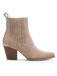 Jenny Fairy Botki TONYA WS22367-01 Beżowy. Brązowe botki damskie Jenny Fairy, z materiału, bez obcasa, na słupku, bez zapięcia. Za 83.99 zł.