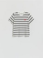 T-shirt z haftem - wielobarwny. T-shirty damskie Reserved, l, bez wzorów, z bawełny, bez kołnierzyka. Za 49.99 zł.