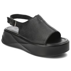 Czarne Sandały S.Barski Stylowe Obuwie Damskie. Czarne sandały damskie S.BARSKI, bez wzorów, ze skóry, bez obcasa. Za 209.00 zł.