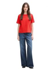 TOM TAILOR Denim Koszulka w kolorze czerwonym rozmiar: S. Czerwone bluzki damskie Tom Tailor Denim, s, bez wzorów, z bawełny, bez kołnierzyka, bez ramiączek. Za 35.10 zł.