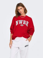 ONLY Bluza w kolorze czerwonym rozmiar: S. Czerwone bluzy bez kaptura damskie Only, s, z bawełny. Za 74.63 zł.