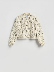 Bawełniana kurtka z haftem - wielobarwny. Kurtki damskie Reserved, l, bez wzorów, z bawełny, bez kaptura. Za 259.99 zł.