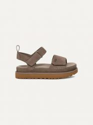 UGG Skórzane sandały "Goldenstar" w kolorze fioletowym rozmiar: 41. Różowe sandały damskie Ugg, bez wzorów, ze skóry, bez obcasa. Za 547.77 zł.