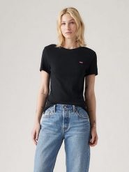 Levi's Koszulka "Essential" w kolorze czarnym rozmiar: L. Czarne bluzki damskie Levi's, l, bez wzorów, z bawełny, bez kołnierzyka. Za 89.88 zł.