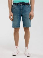 Szorty męskie jeansowe niebieskie Aden 496. Niebieskie szorty męskie Big Star, z denimu, bez kołnierzyka. W wyprzedaży za 179.99 zł.
