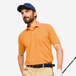 Koszulka polo do golfa męska z krótkim rękawem Inesis MW500. Niebieskie koszulki polo męskie INESIS, m, bez wzorów, z bawełny, bez ramiączek. Za 59.99 zł.