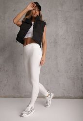 Białe Legginsy Basic z Modelującą Wstawką w Pasie Liacan. Białe legginsy damskie Renee, l, bez wzorów, z jeansu. Za 49.99 zł.