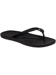 Japonki damskie Crocs 210089001. Czarne klapki damskie Crocs, bez wzorów, z materiału, bez obcasa. Za 119.99 zł.
