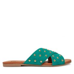 Klapki Pieces. Zielone klapki damskie Pieces, bez wzorów, bez obcasa. Za 139.99 zł.