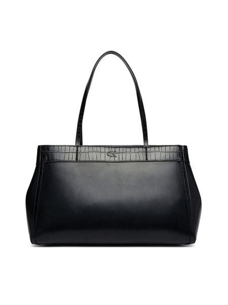 Calvin Klein Torebka Ck Croc Snap Large Tote LV04F3904G Czarny. Czarne torebki klasyczne damskie CALVIN KLEIN, bez wzorów, ze skóry, bez dodatków. Za 749.99 zł.