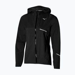 Kurtka do biegania damska Mizuno Waterproof 20K ER. Czarne kurtki do biegania damskie Mizuno, bez wzorów, bez kaptura. Za 459.99 zł.