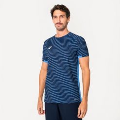 Koszulka piłkarska krótki rękaw Kipsta Viralto Ripples. Niebieskie t-shirty sportowe męskie KIPSTA, l, z materiału, bez ramiączek, do piłki nożnej. Za 52.49 zł.