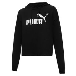 Damska krótka bluza Essentials z kapturem i logo PUMA Black. Czarne bluzy z kapturem damskie Puma, na zimę, l, prążkowane. Za 169.99 zł.