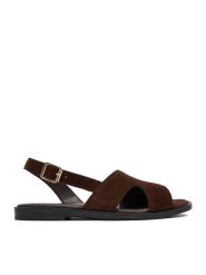 Lasocki Sandały CEO-EST-HELENA-20 Brązowy ciemny. Brązowe sandały damskie Lasocki, bez wzorów, ze skóry, bez obcasa, na płaskiej podeszwie. Za 139.99 zł.