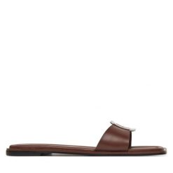 Klapki Calvin Klein. Brązowe klapki damskie CALVIN KLEIN, bez wzorów, bez obcasa. Za 389.99 zł.