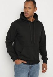 Czarna Bluza z Bawełną i Kapturem z Kieszenią i Sznurkami Parhiris. Czarne bluzy z kapturem męskie Born2be, m, z bawełny. Za 54.99 zł.