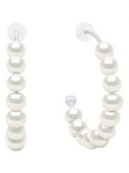 Pearline Srebrne kolczyki-półkreole z perłami rozmiar: onesize. Białe kolczyki damskie Pearline, z perłą, srebrne. Za 217.99 zł.