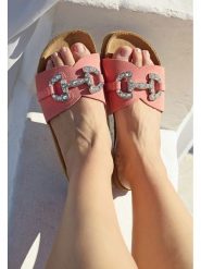 BABUNKERS Family Skórzane klapki w kolorze jasnoróżowym rozmiar: 39. Różowe klapki damskie BABUNKERS Family, bez wzorów, bez obcasa. Za 173.99 zł.