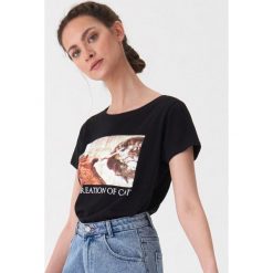 Koszulka z nadrukiem Creation of cat - Czarny. Czarne t-shirty damskie House, l, bez wzorów, bez kołnierzyka. Za 29.99 zł.