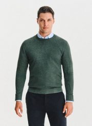 PAKO LORENTE – Zielony sweter męski o-neck. Zielone swetry męskie Pako Lorente, na jesień, m, bez wzorów, z poliesteru, bez kołnierzyka. Za 299.99 zł.