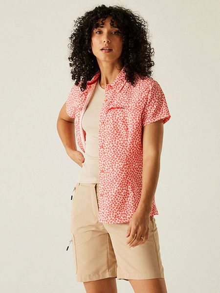 Regatta Koszula funkcyjna "Packaway" w kolorze kremowo-fioletowym rozmiar: 36. Brązowe koszule damskie Regatta, bez wzorów, z materiału, sportowe, bez kołnierzyka, bez ramiączek. Za 65.54 zł.