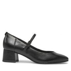 Czółenka Tamaris. Czarne czółenka damskie Tamaris, bez wzorów, bez obcasa. Za 329.99 zł.