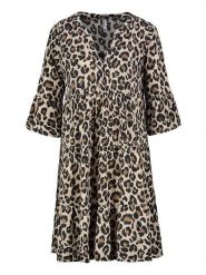 Sublevel Sukienka w kolorze beżowo-brązowym rozmiar: XXL. Brązowe sukienki damskie Sublevel, na imprezę, s, bez wzorów, z wiskozy, klasyczne, bez kołnierzyka, bez ramiączek, midi. Za 86.99 zł.