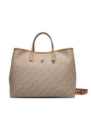 Tommy Hilfiger Torebka Th Monoplay Satchel AW0AW19173 Beżowy. Brązowe torebki klasyczne damskie Tommy Hilfiger, bez wzorów, ze skóry, bez dodatków. Za 899.99 zł.