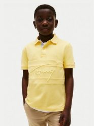 Tommy Hilfiger Polo Flag KB0KB09714 Żółty Regular Fit. Żółte t-shirty chłopięce Tommy Hilfiger, bez wzorów, z bawełny, bez ramiączek. Za 249.99 zł.