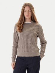 Tommy Hilfiger Sweter Fine WW0WW44993 Beżowy Regular Fit. Brązowe swetry klasyczne damskie Tommy Hilfiger, l, z bawełny, bez kołnierzyka. Za 559.99 zł.
