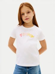 Tommy Hilfiger T-Shirt KG0KG09246 Biały Regular Fit. Białe koszulki dziewczęce Tommy Hilfiger, bez wzorów, z bawełny, bez ramiączek. Za 129.99 zł.