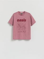 T-shirt Oasis - brudny róż. Czerwone t-shirty damskie Reserved, l, bez wzorów, z bawełny, bez kołnierzyka. Za 79.99 zł.