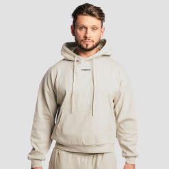 Bluza męska z kapturem oversize szara Aura. Szare bluzy sportowe męskie GYMBEAM, bez wzorów, z bawełny, wakacyjne, bez kołnierzyka, bez ramiączek. Za 139.90 zł.