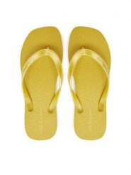 Calvin Klein Jeans Japonki Thong+ Tpu Metallic YW0YW01720 Żółty. Żółte klapki damskie Calvin Klein Jeans, bez wzorów, z jeansu, bez obcasa. Za 129.99 zł.