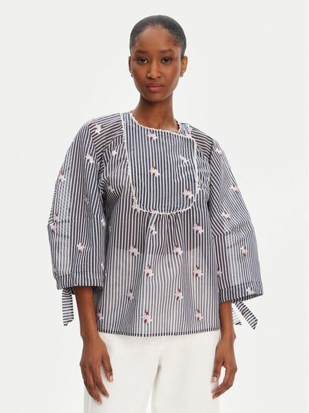 Munthe Bluzka Pristina 252102525224 Granatowy Loose Fit. Niebieskie bluzki damskie Munthe, bez wzorów, z bawełny, bez kołnierzyka, bez ramiączek. Za 609.99 zł.