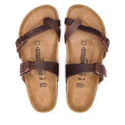 Japonki Birkenstock. Brązowe klapki damskie Birkenstock, bez wzorów, bez obcasa. Za 539.99 zł.
