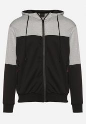 Czarna Bluza Zasuwana z Kapturem i Kieszeniami na Suwaki Sunaya. Czarne bluzy z kapturem męskie Born2be, m, z jeansu. Za 49.99 zł.