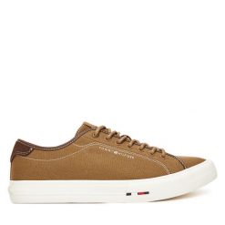 Tenisówki Tommy Hilfiger. Brązowe trampki i tenisówki męskie Tommy Hilfiger, bez wzorów, bez zapięcia. Za 229.99 zł.