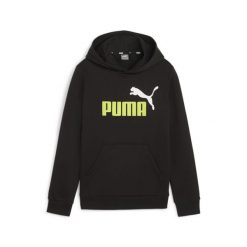 Młodzieżowa bluza z kapturem i dużym dwukolorowym logo Essentials+ PUMA. Czarna bluzy z kapturem męskie Puma, m, z bawełny. Za 192.60 zł.