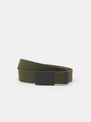 Pasek - khaki. Brązowe paski męskie Sinsay, bez wzorów, z materiału. W wyprzedaży za 6.99 zł.