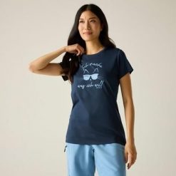 Damska koszulka z krótkim rękawem Fingal Slogan. Niebieskie t-shirty damskie Regatta, s, bez wzorów, z poliesteru, bez kołnierzyka. Za 99.99 zł.