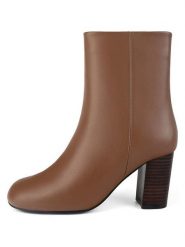 Loft37 Skórzane botki w kolorze jasnobrązowym rozmiar: 39. Brązowe botki damskie loft37, eleganckie, z okrągłym noskiem, bez obcasa, bez zapięcia. Za 717.99 zł.