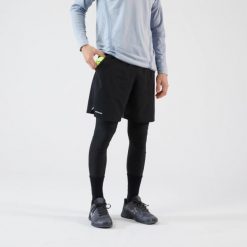 Spodenki - legginsy do tenisa 2w1 męskie Artengo Thermic. Czarne szorty męskie ARTENGO, bez wzorów, sportowe. Za 149.99 zł.