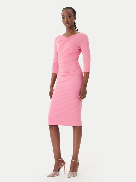 Rinascimento Sukienka koktajlowa CFC0127699003 Różowy Slim Fit. Czerwone sukienki damskie RINASCIMENTO, xs, bez wzorów, z syntetyku, wizytowe, bez kołnierzyka, bez ramiączek. Za 479.99 zł.
