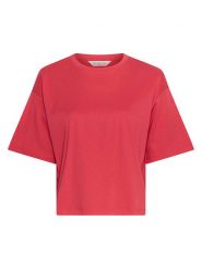 MOSS COPENHAGEN Koszulka "Moa Melea" w kolorze czerwonym rozmiar: XS/S. Czerwone bluzki damskie MOSS COPENHAGEN, s, bez wzorów, z bawełny, bez kołnierzyka. Za 65.69 zł.
