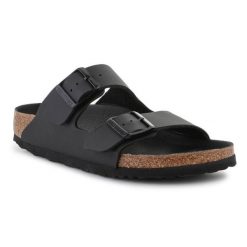 Klapki Birkenstock Arizona Triples 1019069 czarne. Czarne klapki damskie bez wzorów, z syntetyku, bez obcasa. Za 544.84 zł.