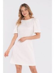 Stylove Sukienka w kolorze białym rozmiar: M. Brązowe sukienki damskie Stylove, m, bez wzorów, bez kołnierzyka, bez ramiączek, mini. Za 234.99 zł.