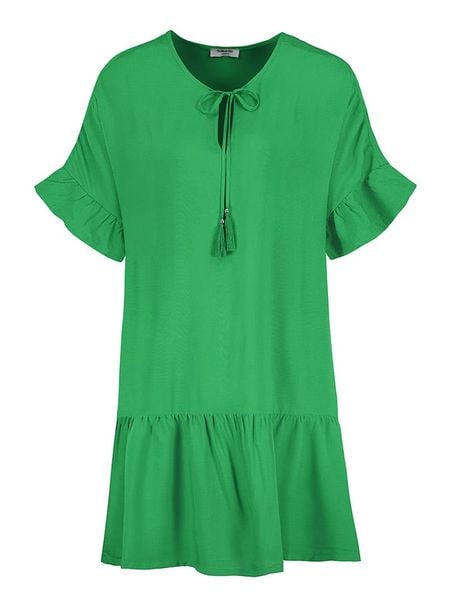 Sublevel Sukienka w kolorze zielonym rozmiar: M. Zielone sukienki damskie Sublevel, na imprezę, m, bez wzorów, z wiskozy, klasyczne, bez kołnierzyka, bez ramiączek, mini. Za 65.54 zł.