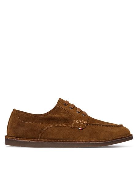 Tommy Hilfiger Półbuty Stitchdown Suede Derby FM0FM05841 Brązowy. Brązowe półbuty męskie Tommy Hilfiger, ze skóry, bez zapięcia. Za 569.99 zł.